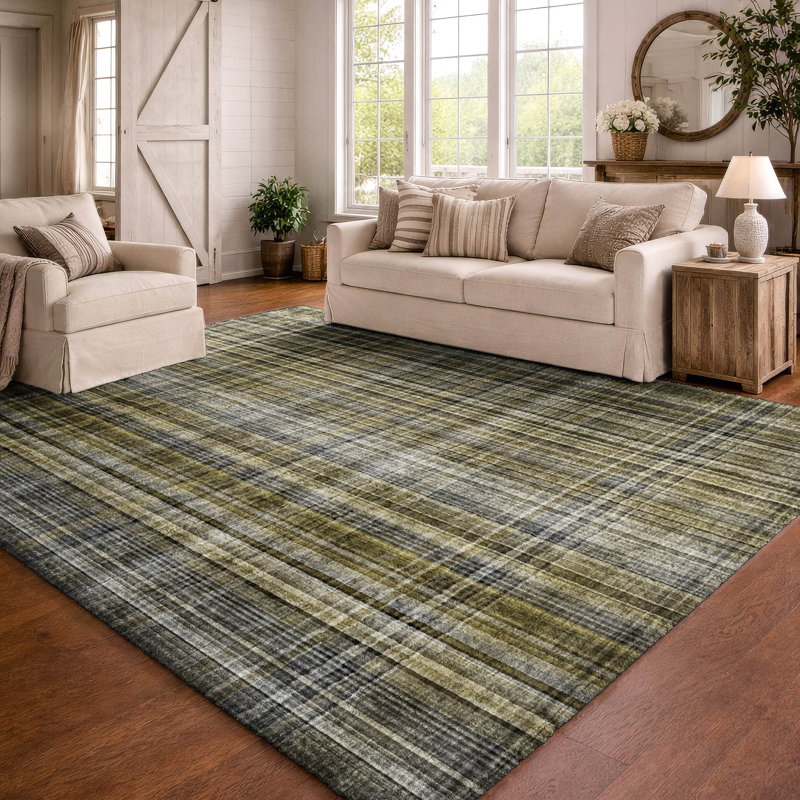 Tapis à carreaux de qualité supérieure lavable à la machine Dream Shag ADS541, Taupe, 8' x 10'