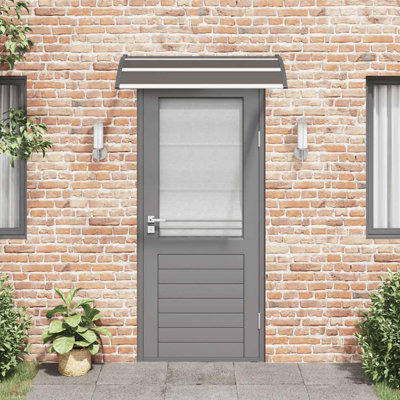 Door Canopy Transparent Brown and Black Polycarbonate Medium Outdoor Door Sun and Rain Cover