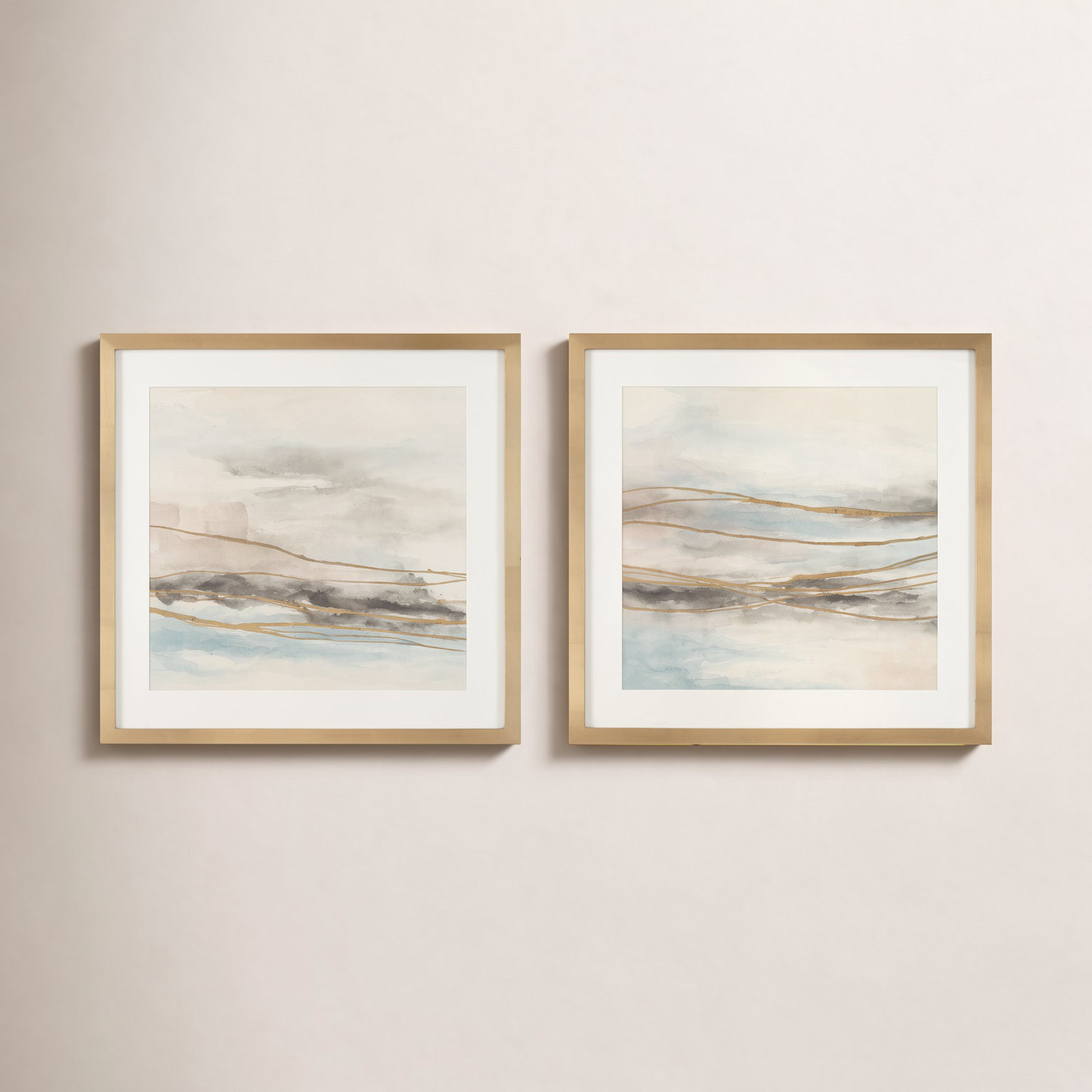 So Golden Abstract Landscape Print Set