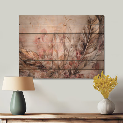 «Mizpah Gold Glamour Feathers Of Boho Fantasy IV» sur impression sur bois