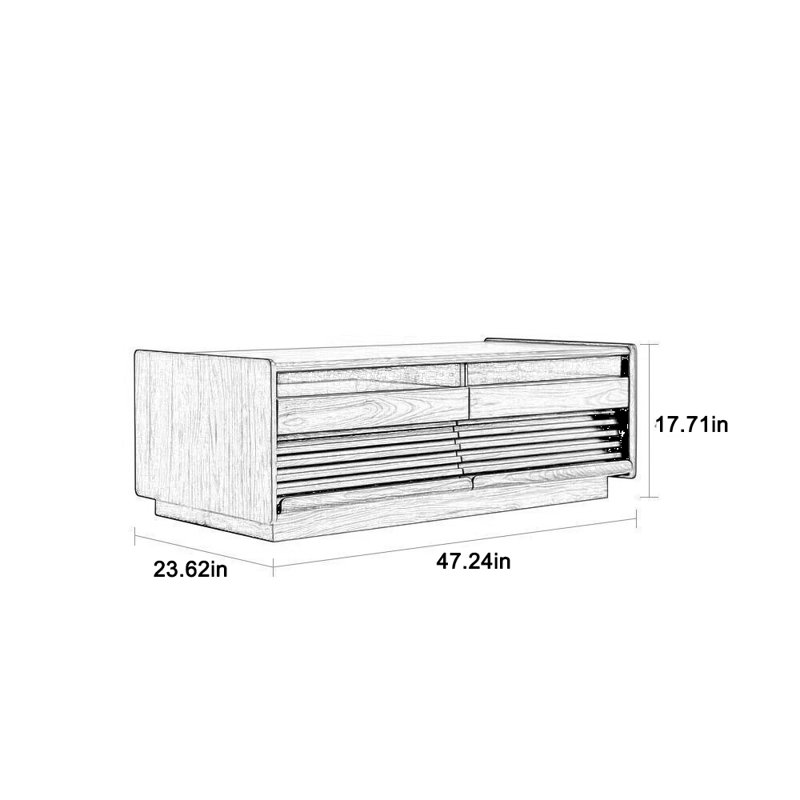 Open storage coffee table, 17.71" H x 47.24" L x 23.62" W