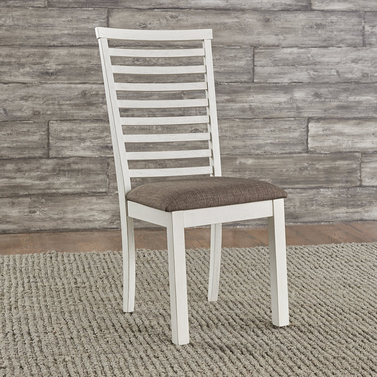 Luz Linen Ladder Back Side Chair in White