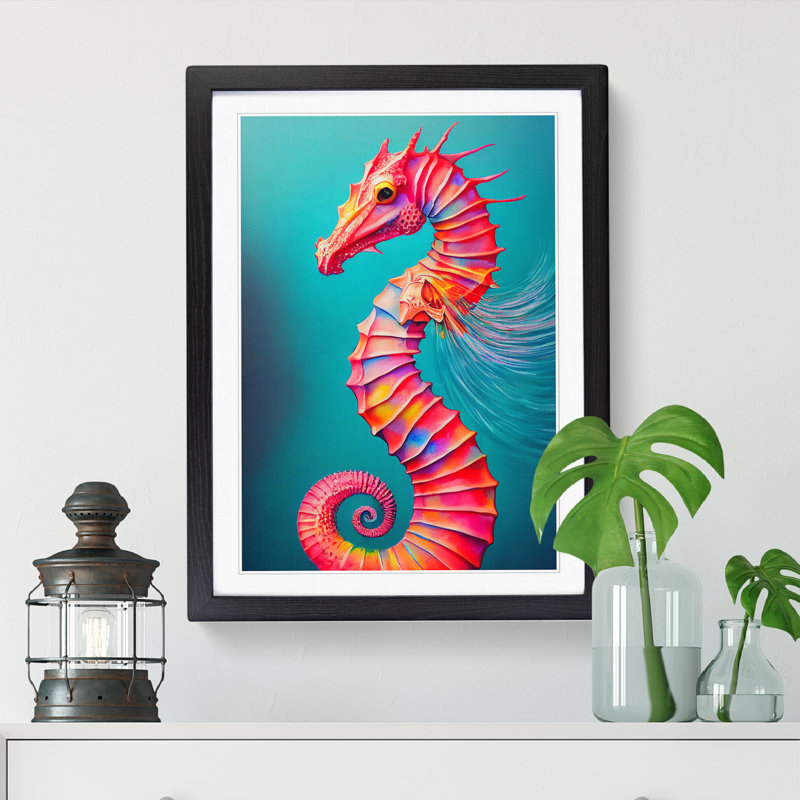 Seahorse Vol.3 - Single Picture Frame Print, Black, 46cm H x 34cm W x 2cm D