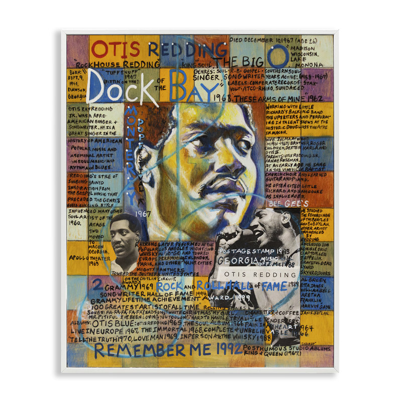 «Otis Redding», estampe numérique encadrée par Sabin, Estampe numérique encadrée blanc bord de mer, H 20 po x l 16 po