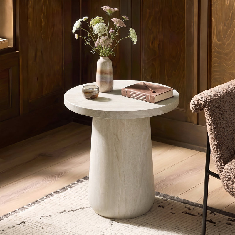Table de bout à plateau en béton 22 po avec assemblage simple Watterson, Beige