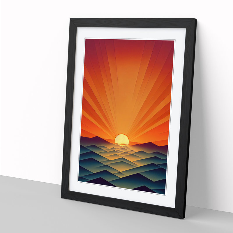 Sunset Polygon - Single Picture Frame Print, Black, 46cm H x 25cm W x 2cm D