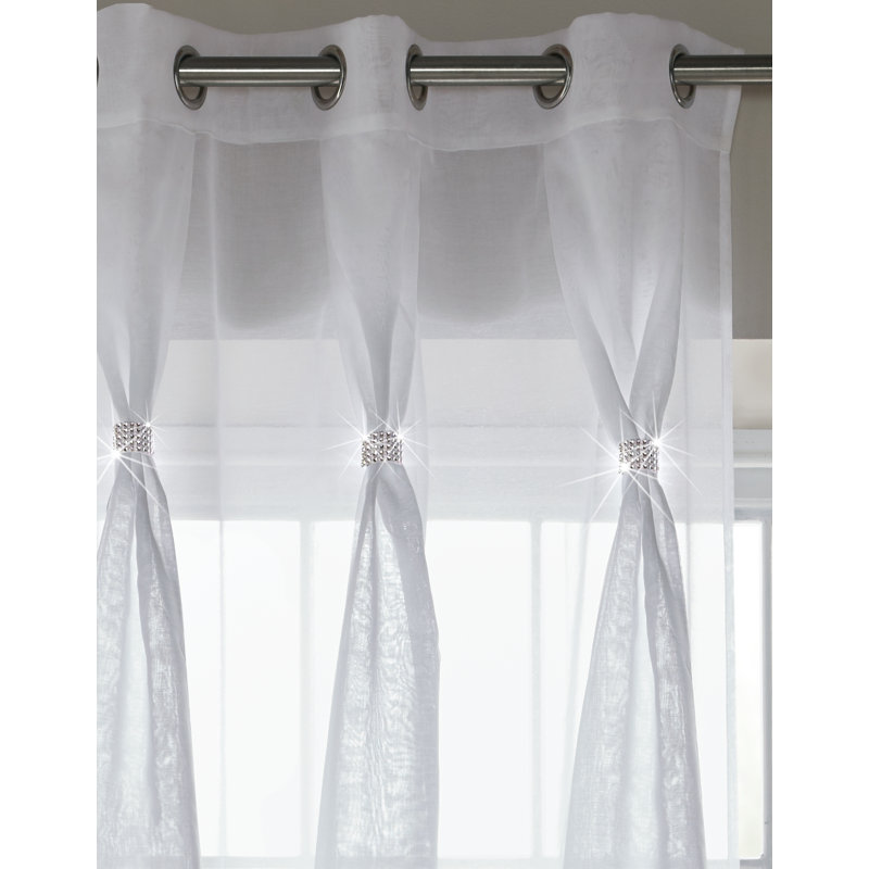 Eoin Diana Eyelet Sheer Curtain Panel, White, 144 W x 182 D cm