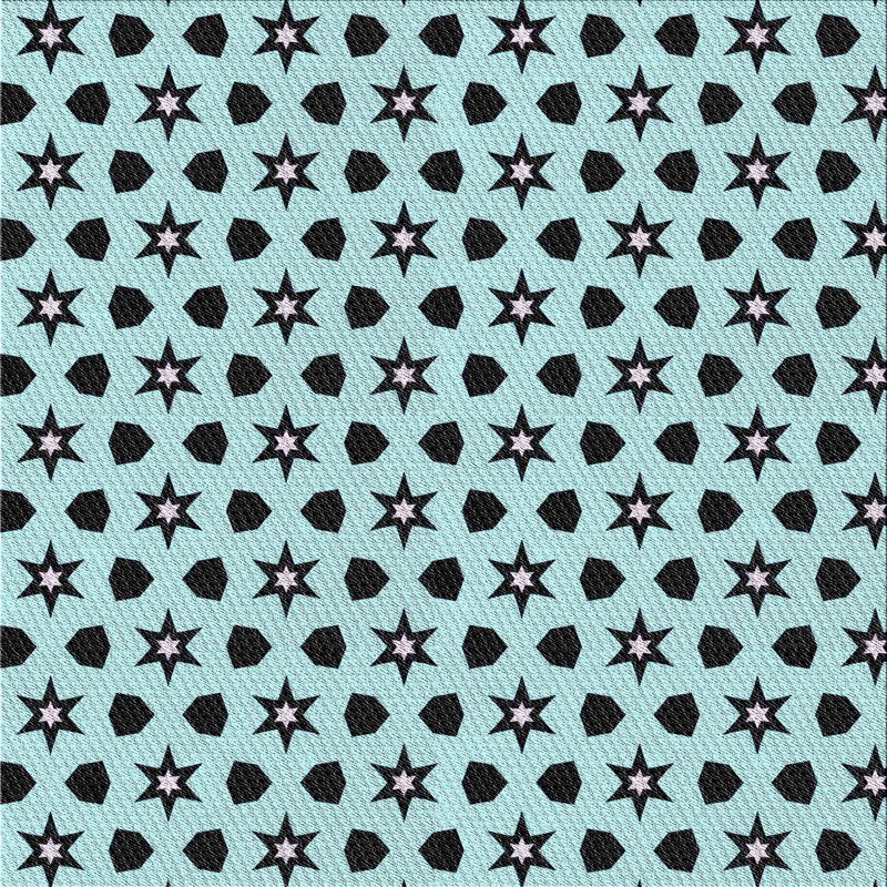 Tapis noir/bleu ciel tissé à la machine, Carré 7 pi