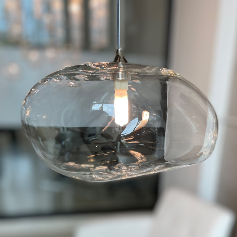 Kloud 1 - Light Single Globe Pendant, Chrome, Smokey Gray, 8" H x 14.6" W x 12" D