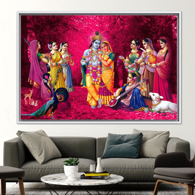 Radha Krishna Artwork, Hindu Wall Art, Indian Canvas Poster, Radha Krishna Wall Decor, Famous Canvas Poster, Reproduction Canvas Decor,