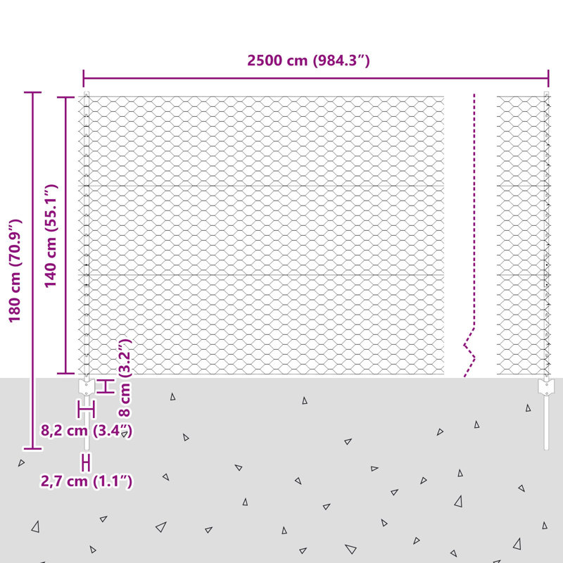 140cm H x 2500cm W Metal Fencing Kits