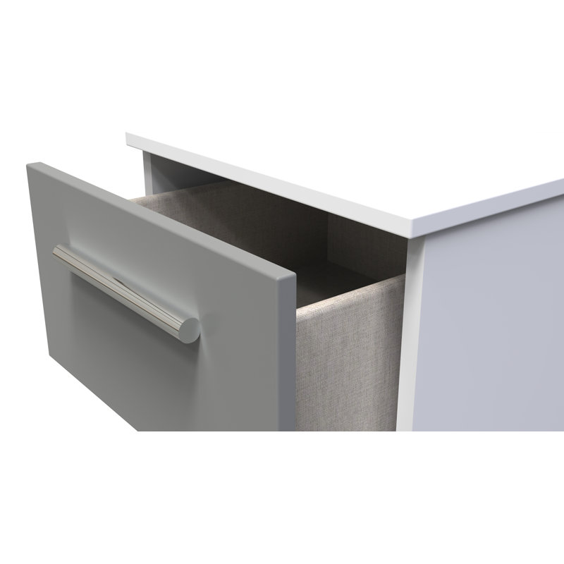 Fully Assembled Ratzlaff Manufactured Wood Bedside Table, Dusk Grey/White