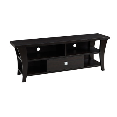 Tv Stand, Curved Legs, Metal Square Handle, Divided Shelf, For 60 - 69 Inch Stand With Leg Detail, Compatible Cabinet