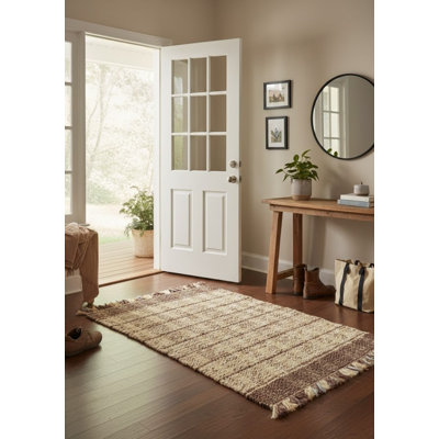 Sareth Geometric Rectangle 2' x 3' Jute Area Rug in Beige