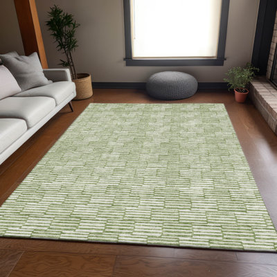 Premium Machine Washable Prisco Green Rug
