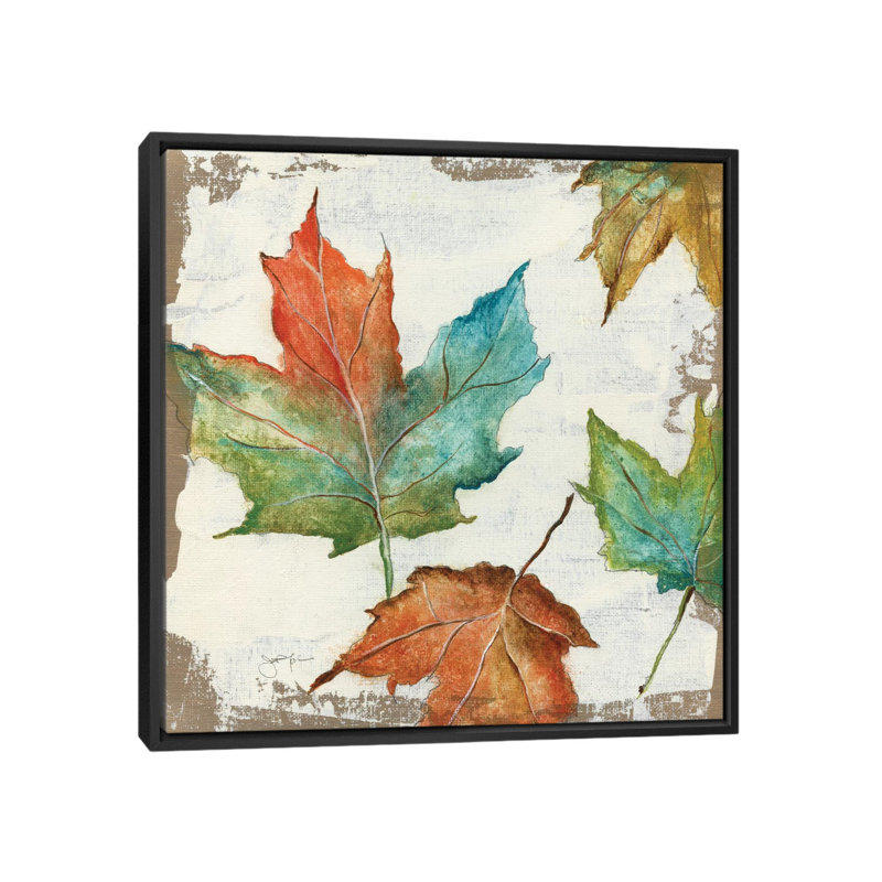 «Fall Leaves», reproduction d'art sur toile tendue, H 18 po x l 18 po x P 1,5 po, Toile encadrée noire, Pas de tapis