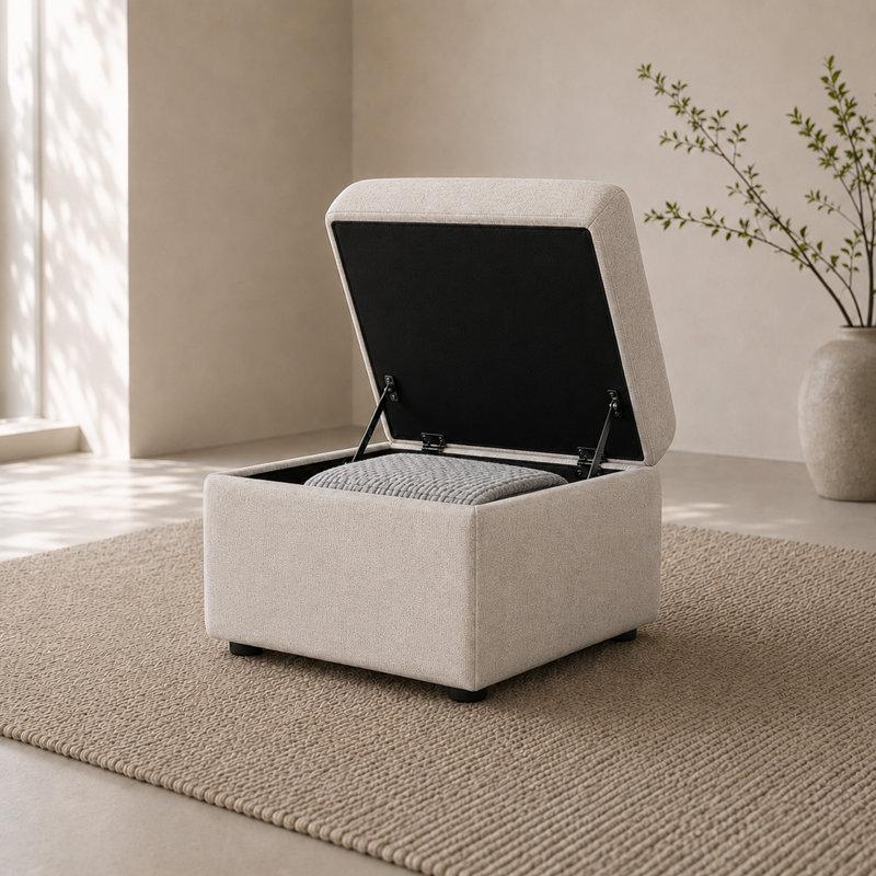 Lockheart 24.5” Storage Ottoman, Beige