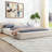 Queen Upholstered Bed Frame With Headboard, Thick Chenille Fabric & Solid Frame, Beige-83166446