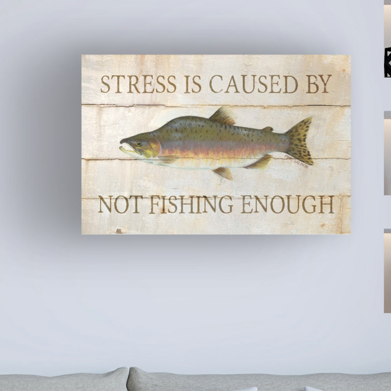 «Stress And Fishing» par Cora Niele - Art textuel sur toile tendue, H 12 po x l 19 po x P 2 po