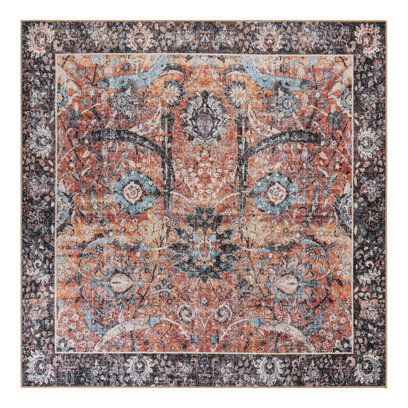 Maysn Performance Chenille Floral Indoor Rug, Square 7'10" x 7'10"