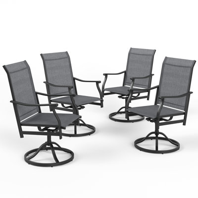 High Back Swivel Patio Dining Armchair by Lark Manor