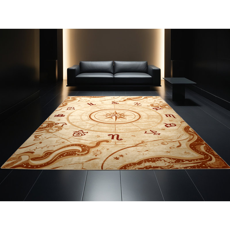 Machine Washable Pantelie Classic Oriental Rug in Brown – Beige Binding, 4 x 6