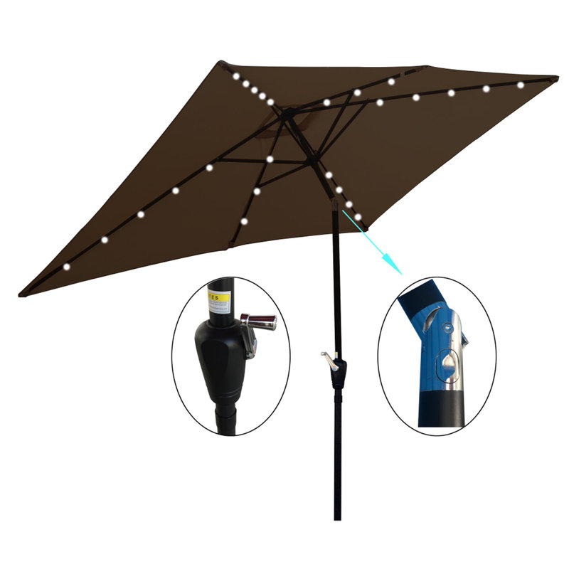 Parasol lumineux à énergie solaire à DEL, Chocolat