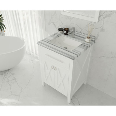 Vitiello 24'' Single Bathroom Vanity with Solid Surface Top