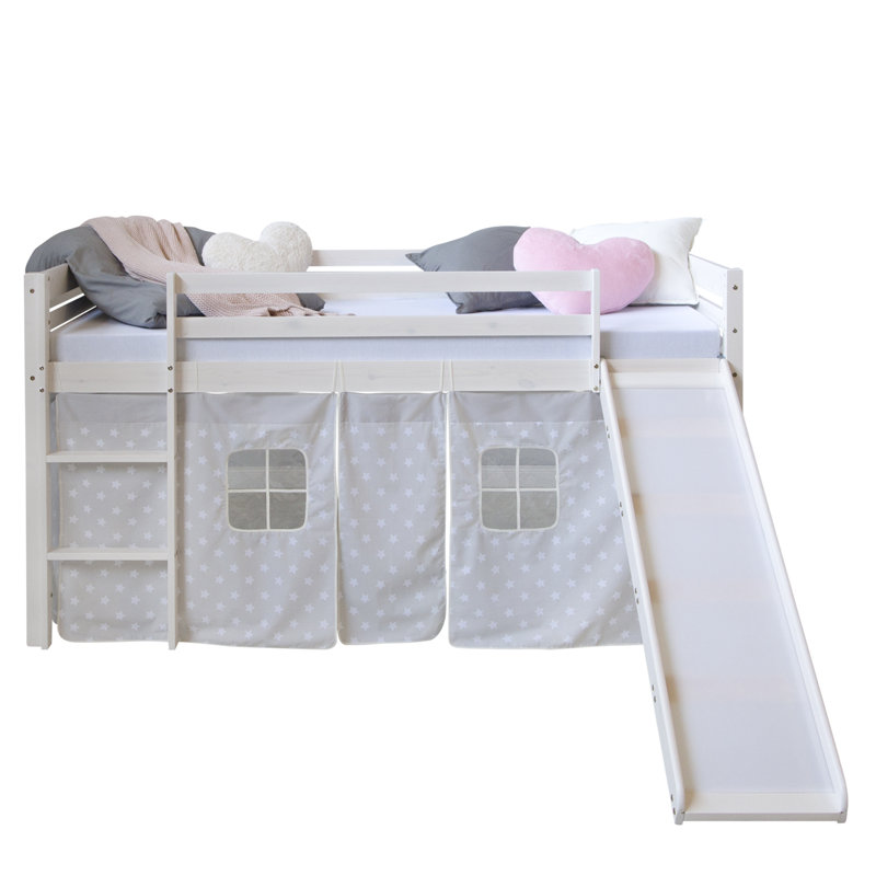 Ellicott mid-loft bed, 90 x 200 cm, Premium (slide and curtain), White