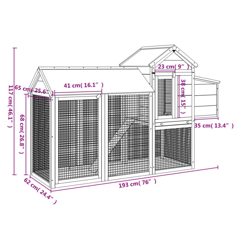 Waltham Chicken Coop with Chicken Run, Brown/Blue