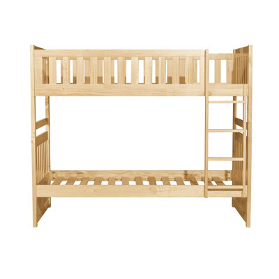 Lit superposé simple au-dessus d'un lit simple avec lit gigogne en bois massif de style transitionnel en bois massif pour enfants
