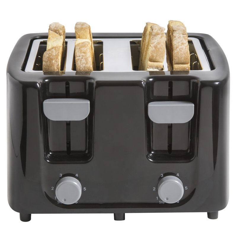 Black Stainless Steel 4-Slice Digital Toaster with Wide Slots