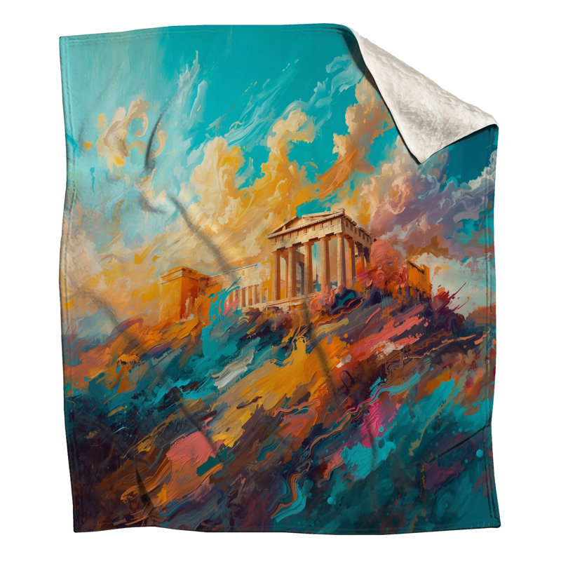 Vibrant Parthenon Landscape Blankets, 60in W x 80in H