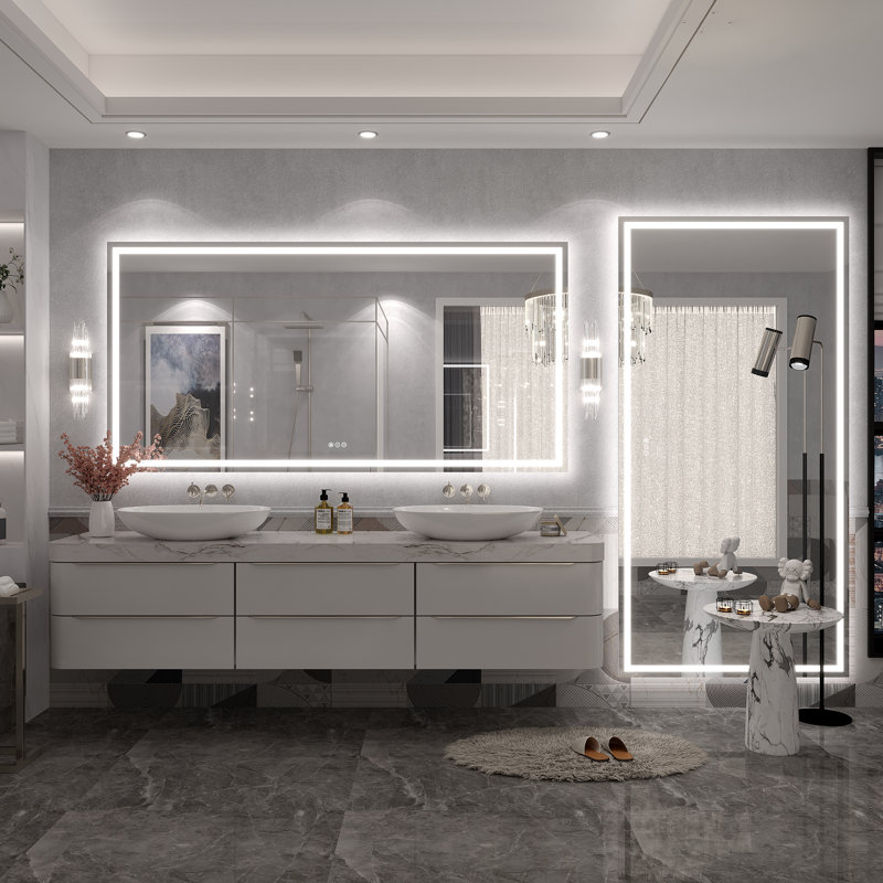 Miroir de salle de bain Molly Framelss, 72 po x 36 po, Transparent