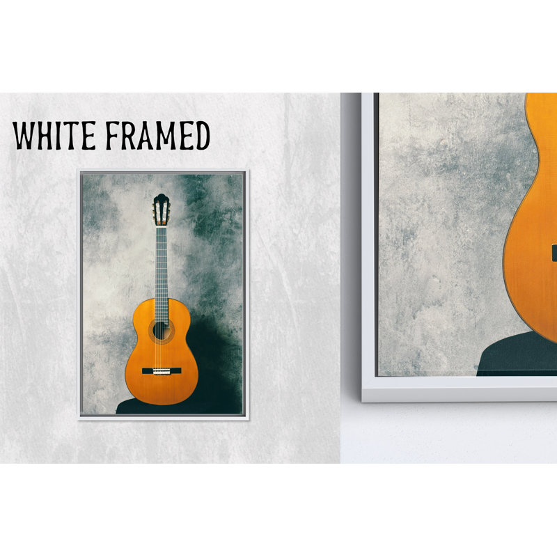 Guitare, art mural: toile imprimée en verre trempé, toile blanche encadrée 1P, 63,1 po H x 39,4 po l