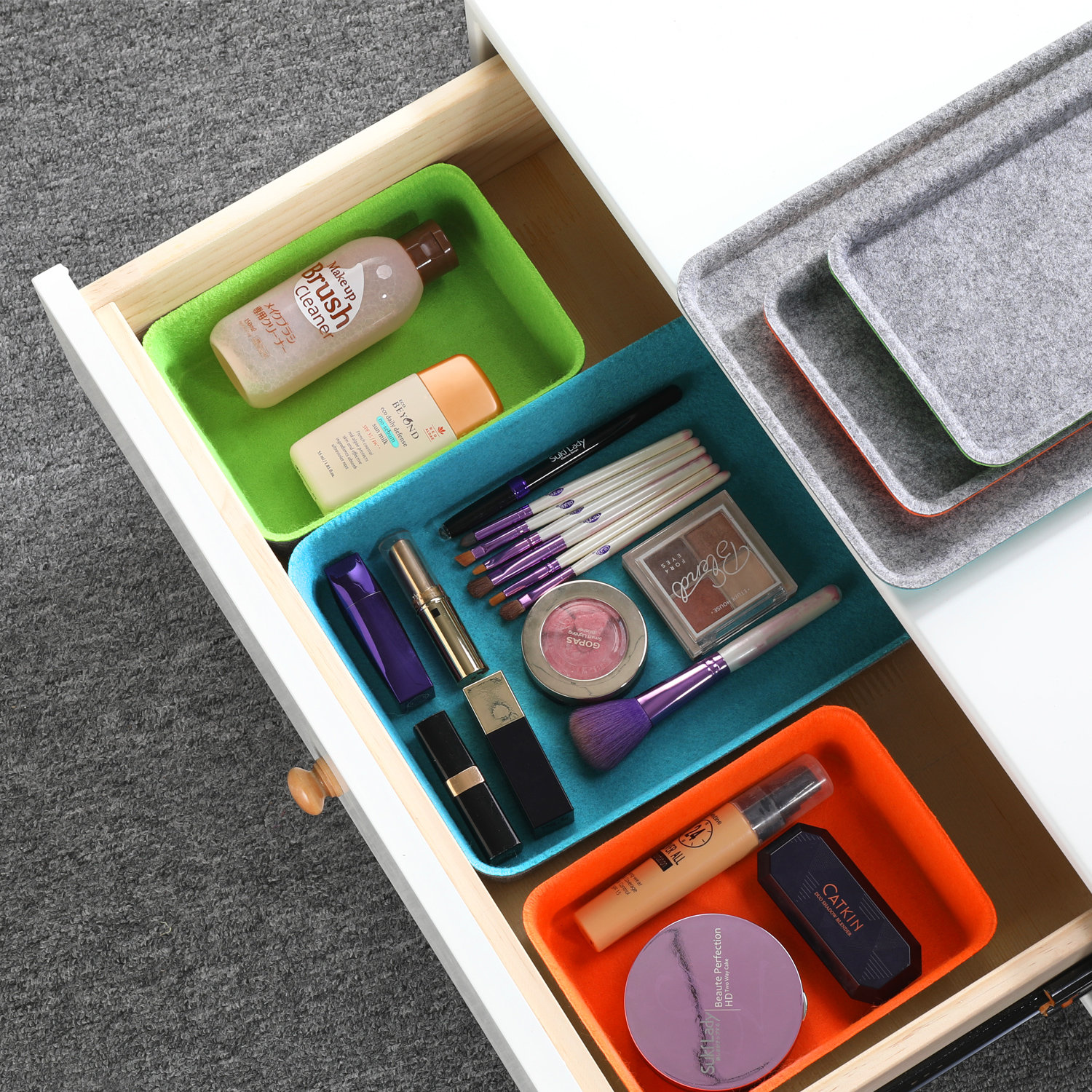 Anadelia Fabric Desk Organizer Set, Orange + Green + turquoise