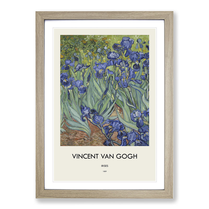 Irises by Vincent Van Gogh - Picture Frame Art Prints, 48cm H x 36cm W x 2cm D, Oak Framed