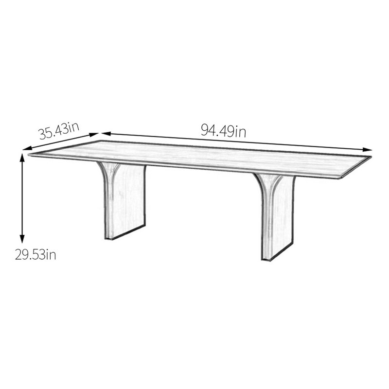 Walnut rectangular dining table, 29.53"H x 94.49"L x 35.43"W