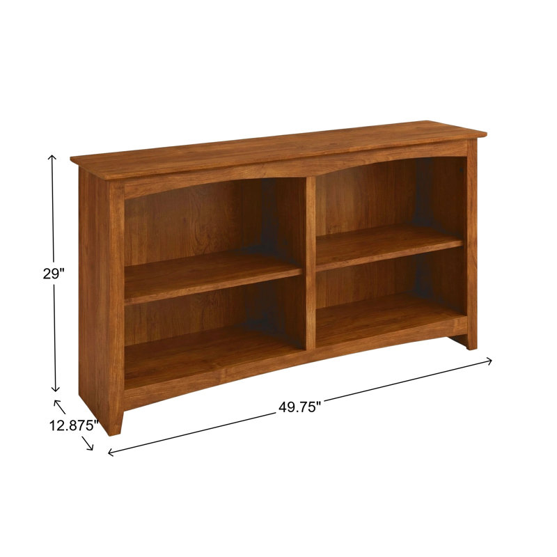 Malani 36" H Solid Wood Classic Bookcase, Tuscan Brown, (2 Shelves) 29"H x 49.75"W x 12.875"D