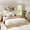 Structure de lit sur pied avec lattes de bois, support, aucun sommier nécessaire, assemblage silencieux et facile, mobilier de chambre à coucher minimaliste moderne pour les appartements