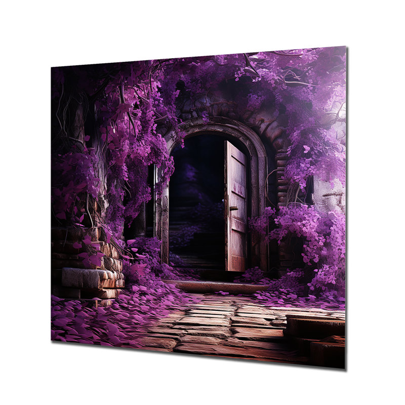 Purple Floral Door To The Chuch - Floral Metal Wall Art, 36" H x 36" W