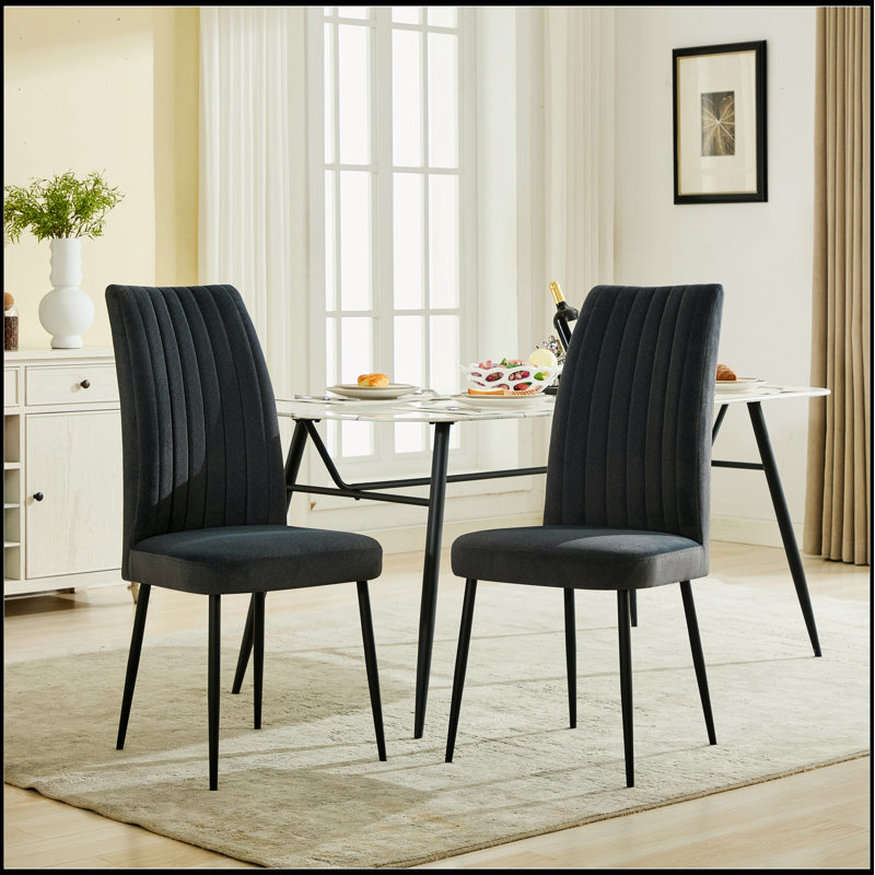Ensemble de 2 chaises de salle à manger réglables en velours gris foncé, Gris foncé