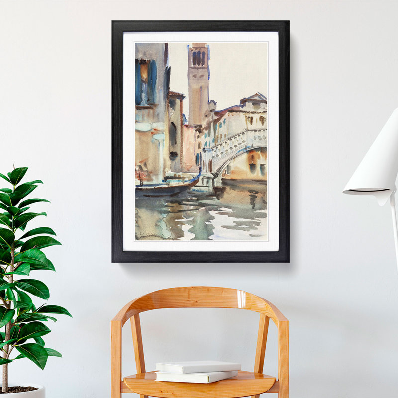 Bridge in Venice by John Singer Sargent - Picture Frame Painting, Black, 48cm H x 36cm W x 2cm D