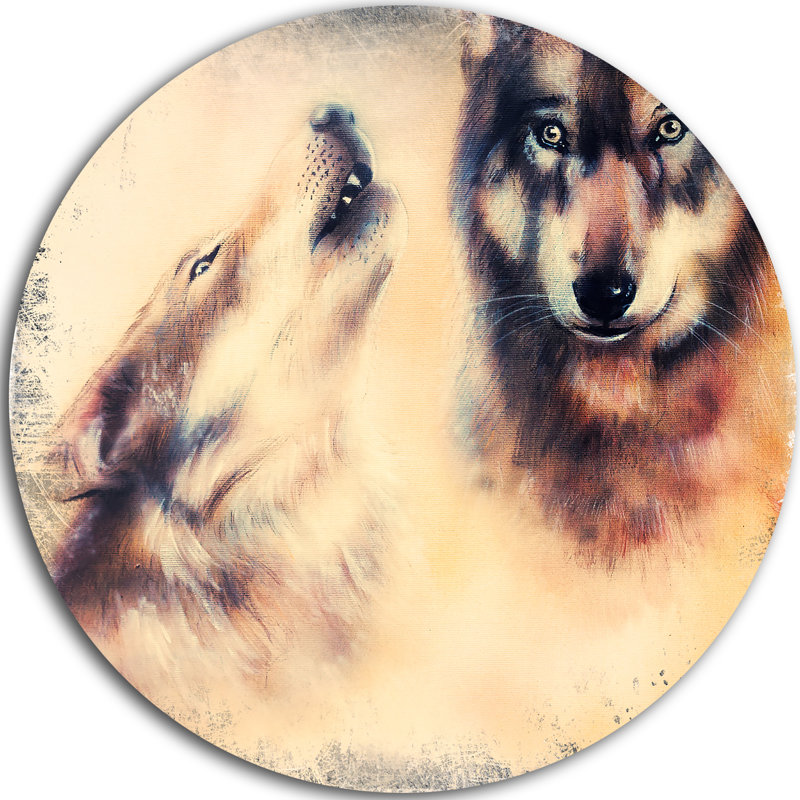 «Howling Wolf», peinture, H 38 po x l 38 po x P 1 po, Métal