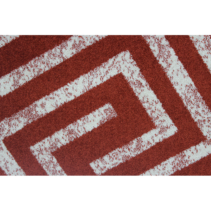 Tapis terre cuite/blanc tissé à la machine Mccollough, Rectangle de 3 pi x 5 pi