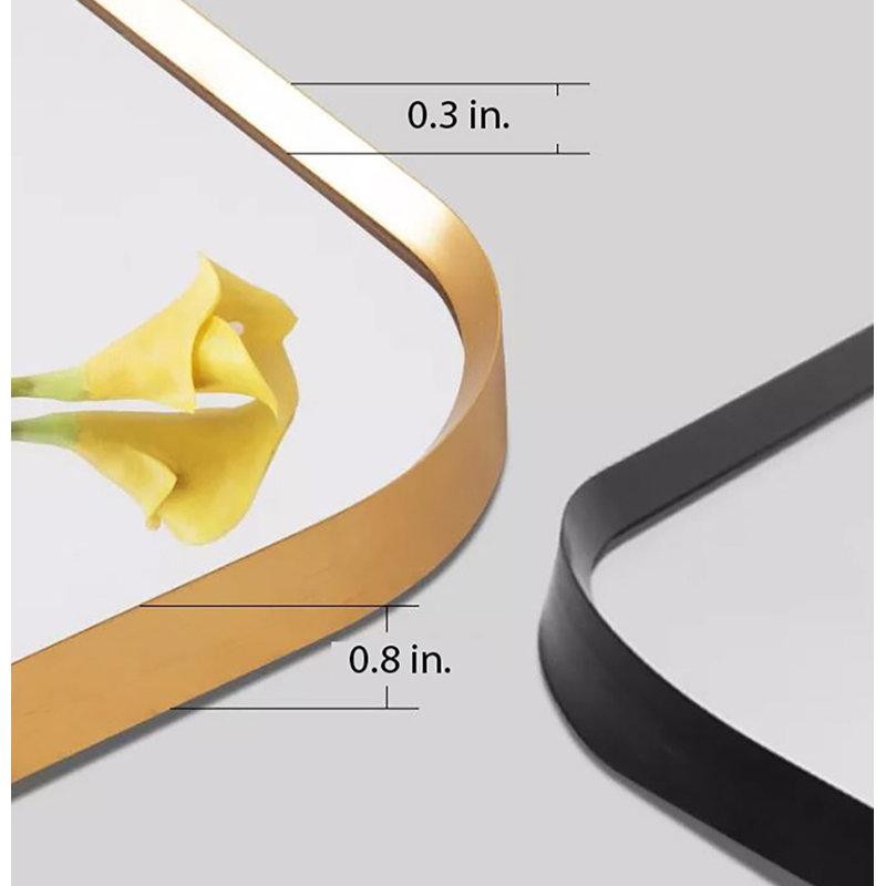 Miroir de salle de bain Bayze, 39,5 po x 19,5 po, Doré