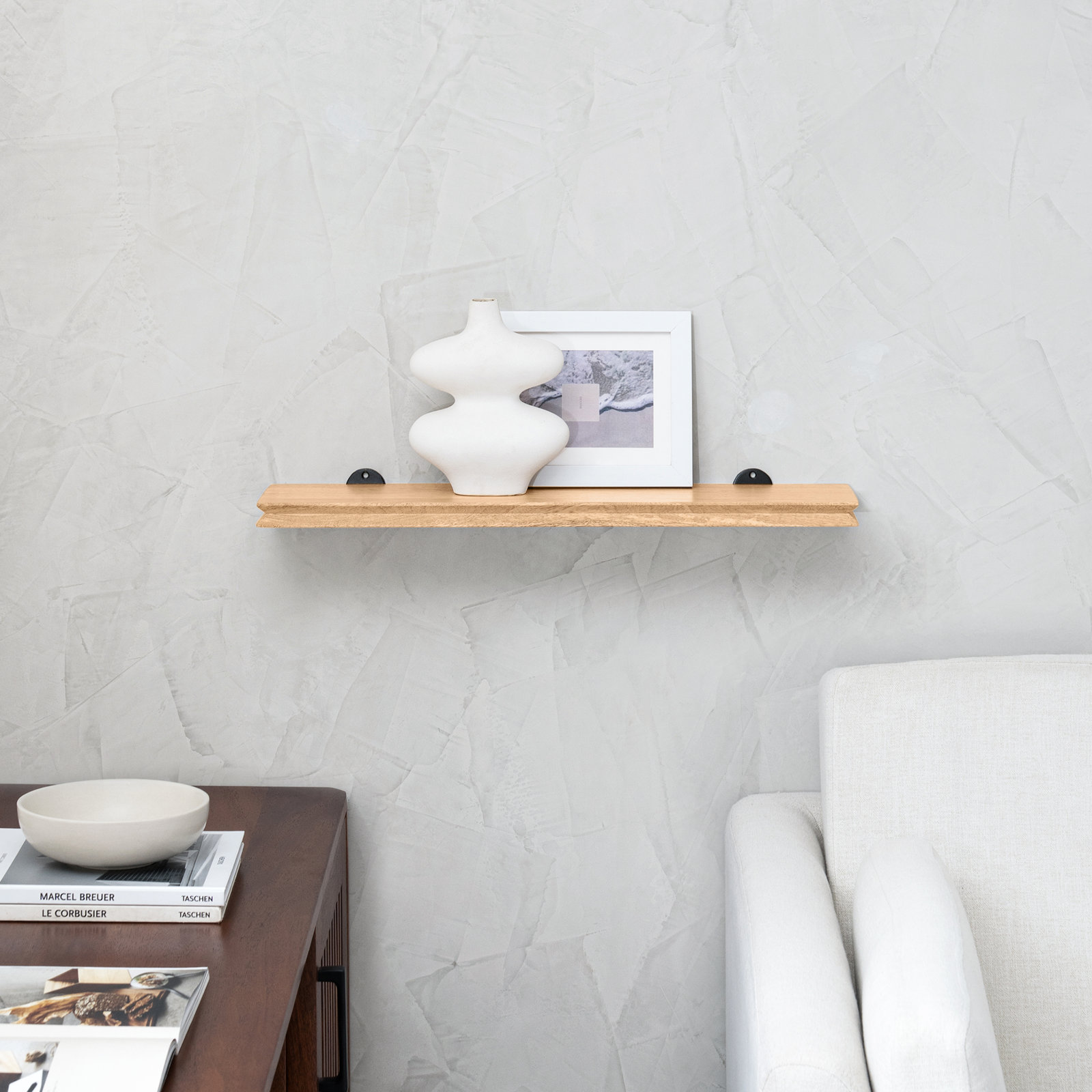 Irie Handcrafted Solid Mango Wood Floating Shelf , 1'' H x 24'' W x 6'' D, Natural