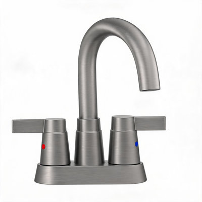 Robinet de lavabo de salle de bain central à 4 poignées 4 pouces en nickel brossé avec bec pivotant à 360 degrés