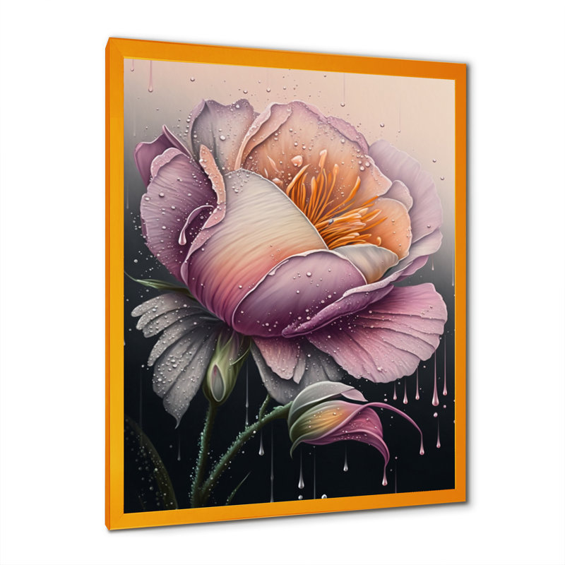 «Blooming Pink Rose Flowers», impression sur toile, H 44 po x l 34 po x P 1,5 po, Encadrement doré