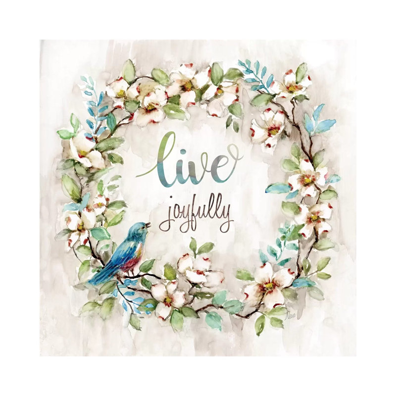 Live Joyfully by Nan - Wrapped Canvas Painting, 45.72cm H x 45.72cm W x 1.91cm D